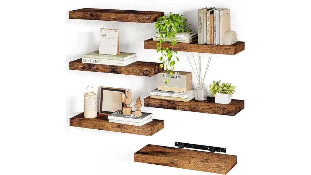rustic brown wall shelves