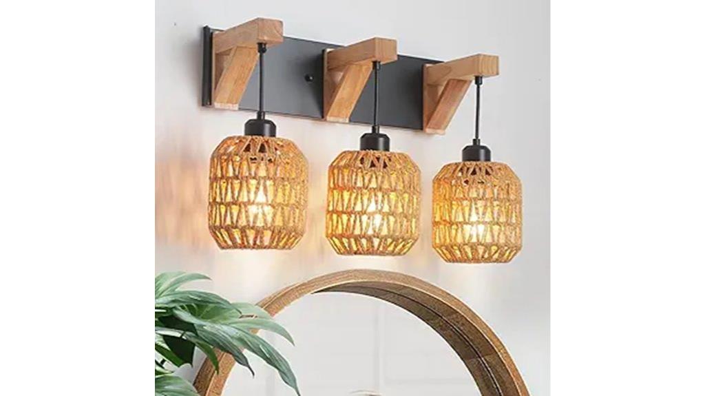 rustic rattan bathroom light