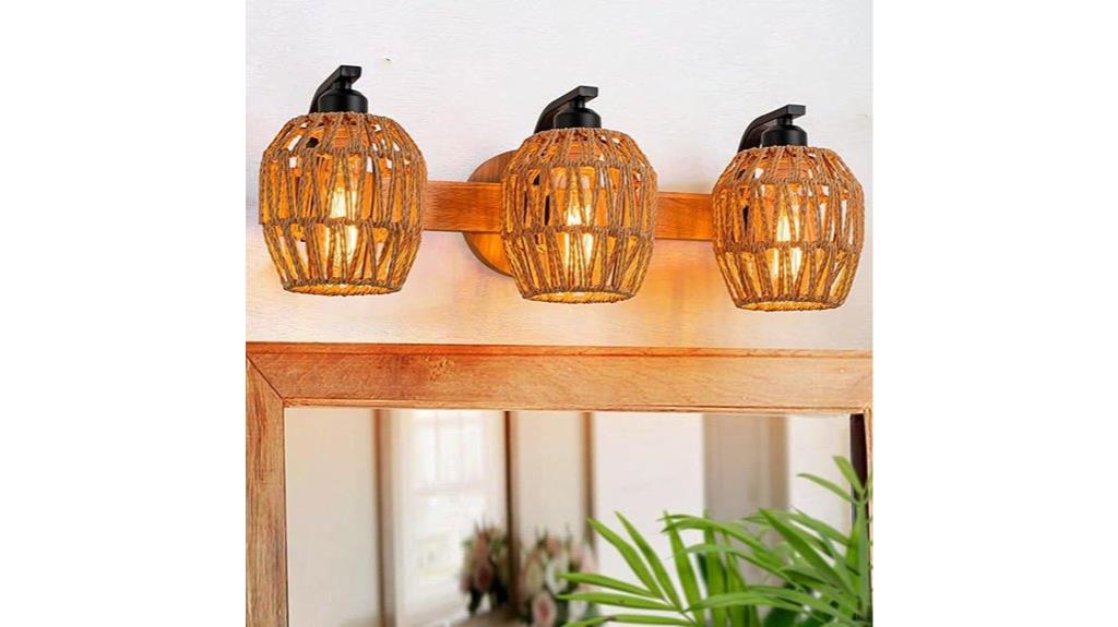rustic wooden rattan sconces