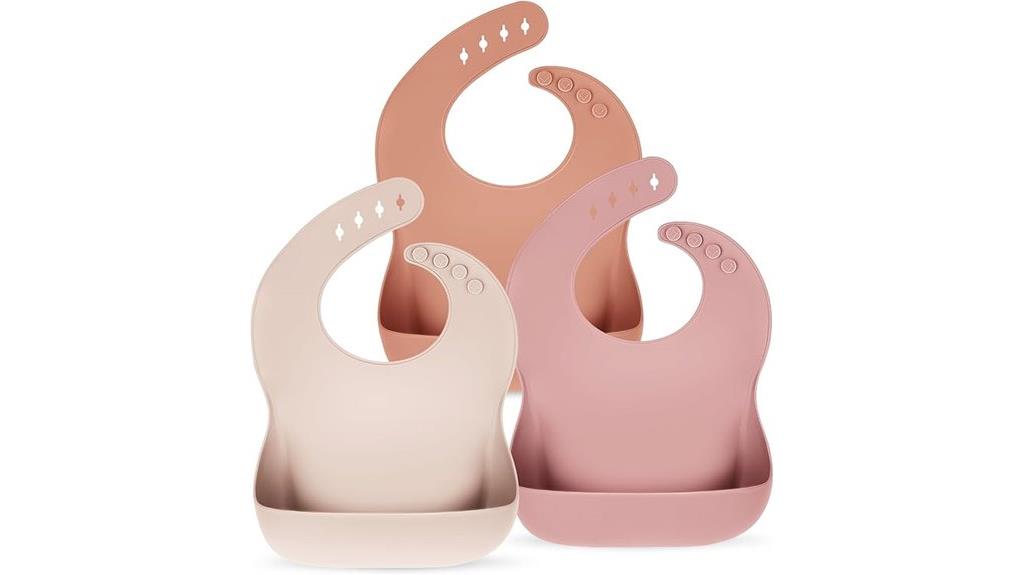 set of 3 silicone baby bibs