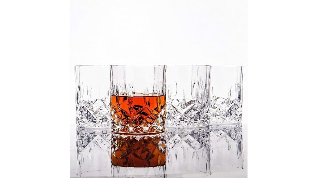 set of four crystal whiskey glasses