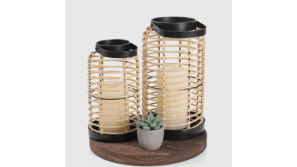 set of handwoven lanterns