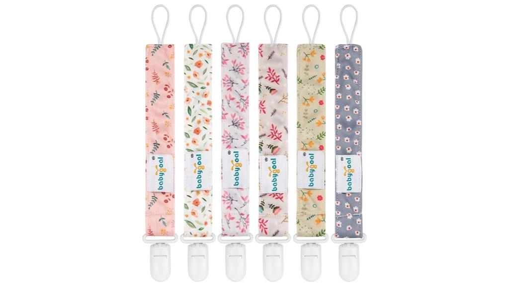 set of six baby pacifier clips