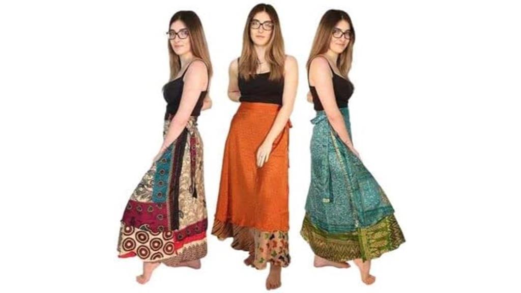 set of three colorful skirts