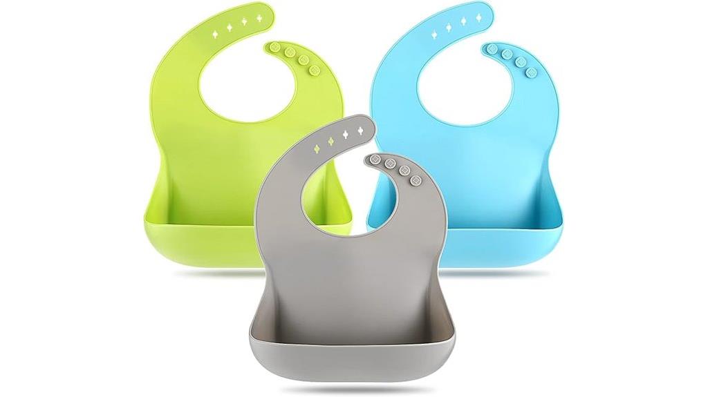 set of three silicone bibs
