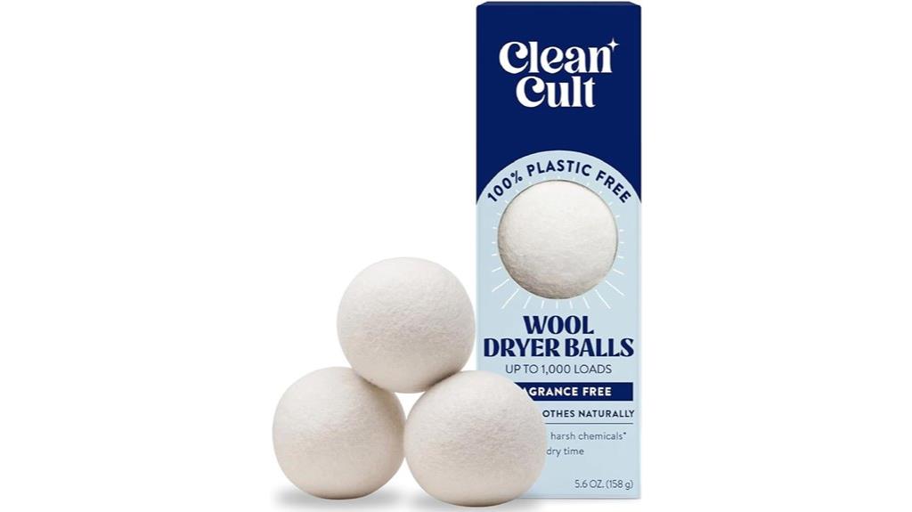 set of three wool dryer balls