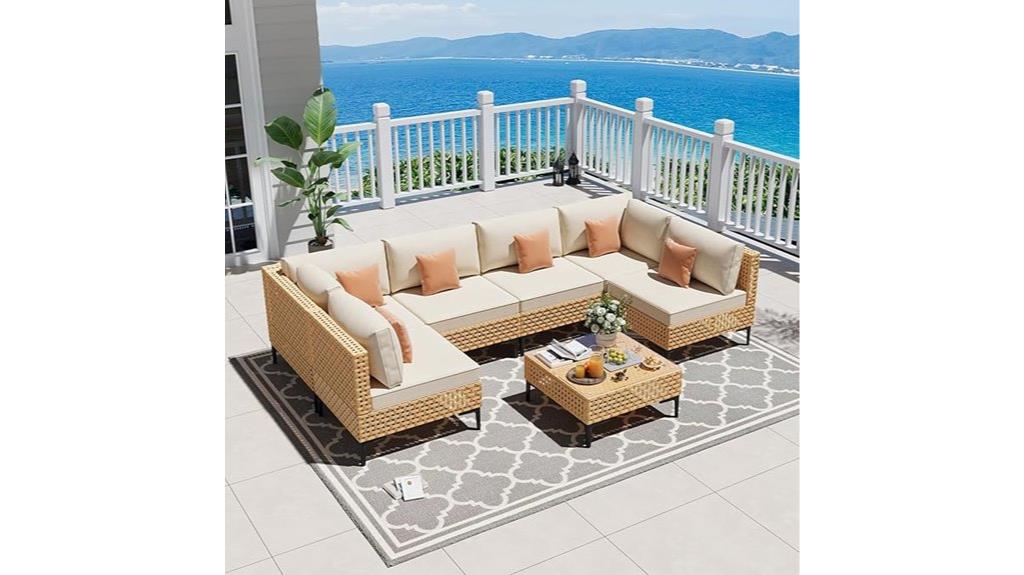 seven piece wicker patio set