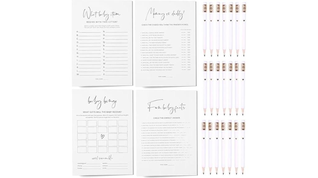 simple baby shower game set