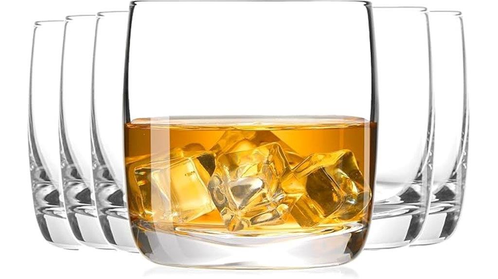 six crystal whiskey glasses