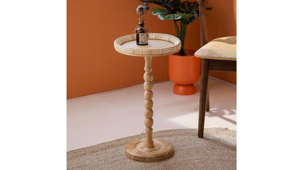 small rattan drink side table