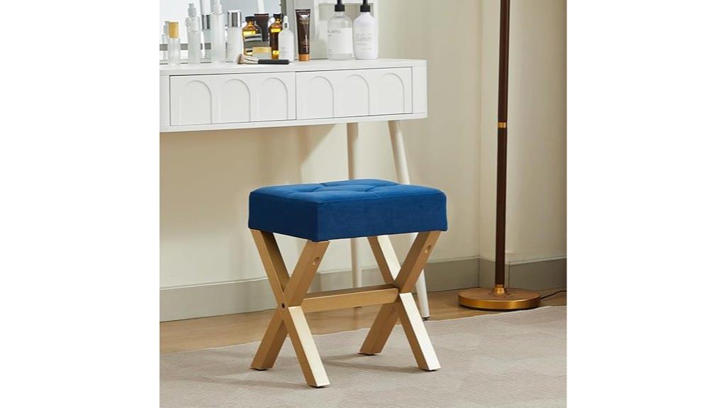 square padded wooden stool