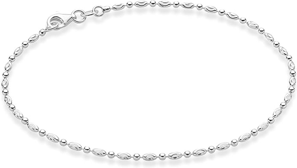 sterling silver beaded anklet