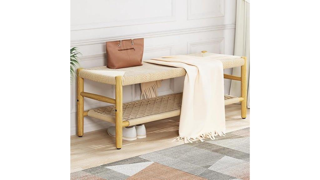 storage bench with mesh shelf
