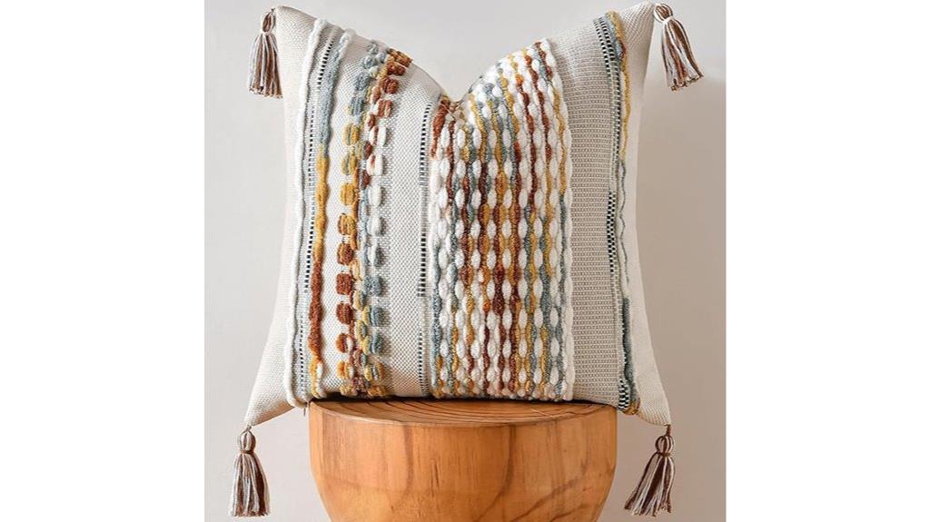 striped chenille pillow cover