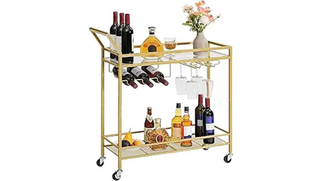stylish 2 tier bar cart