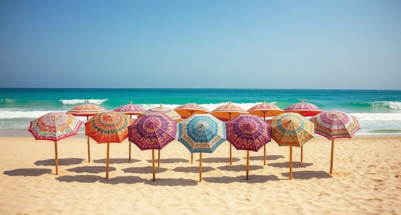 stylish boho beach umbrellas
