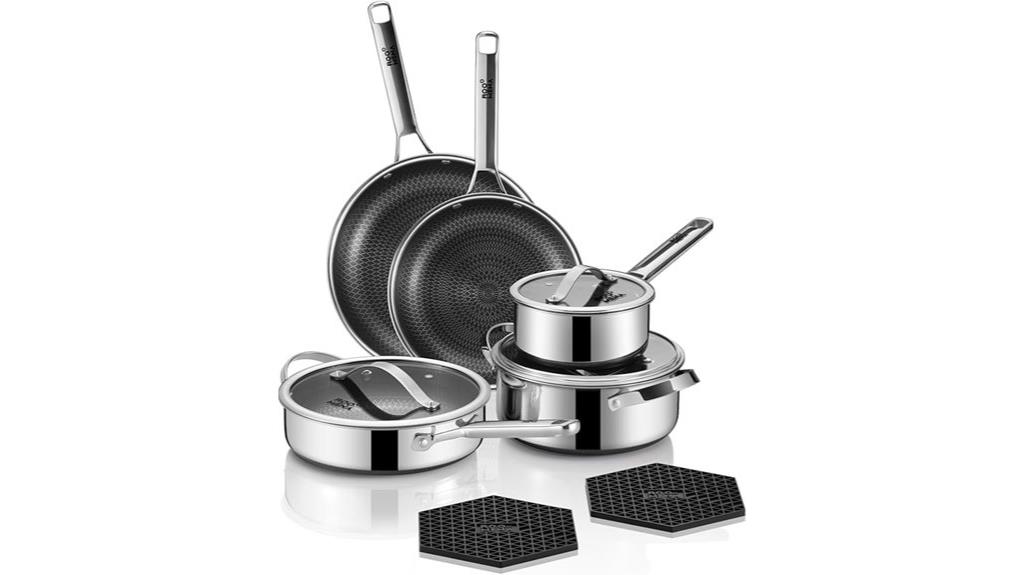 ten piece stainless cookware