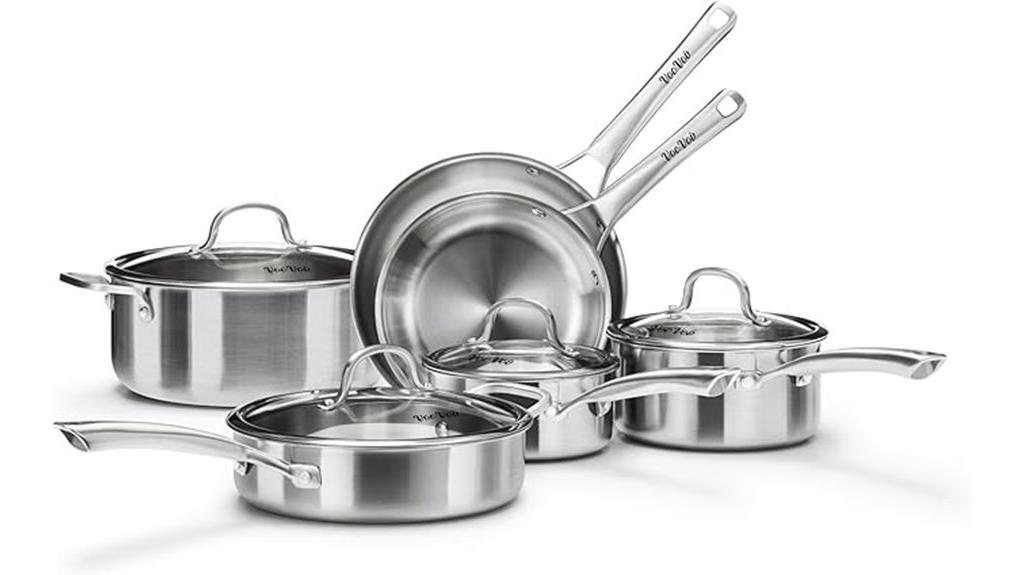 ten piece steel cookware
