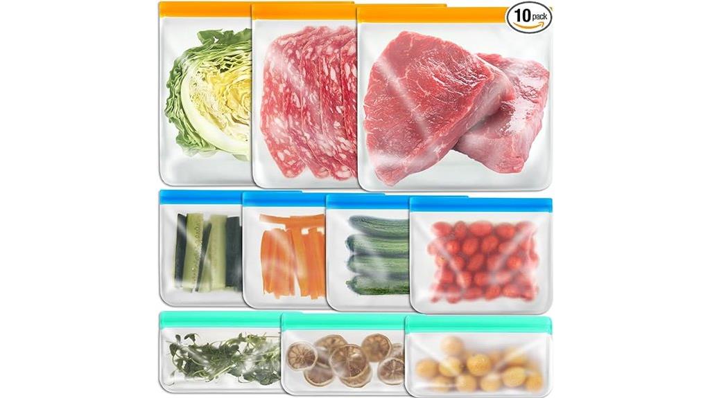 ten reusable silicone bags