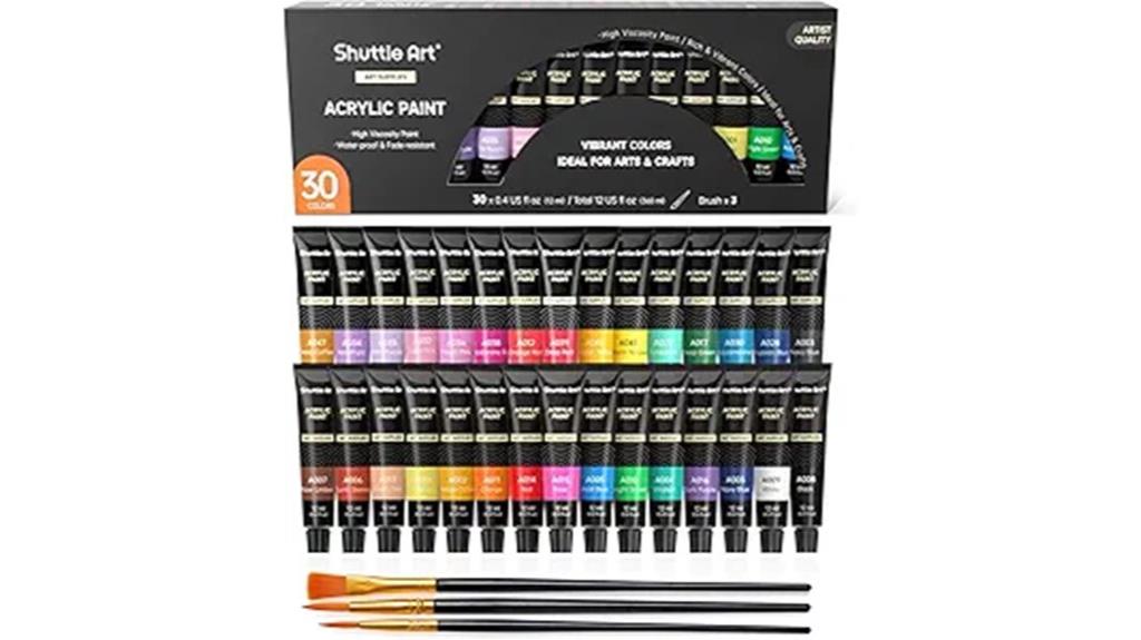 thirty tubes acrylic paint