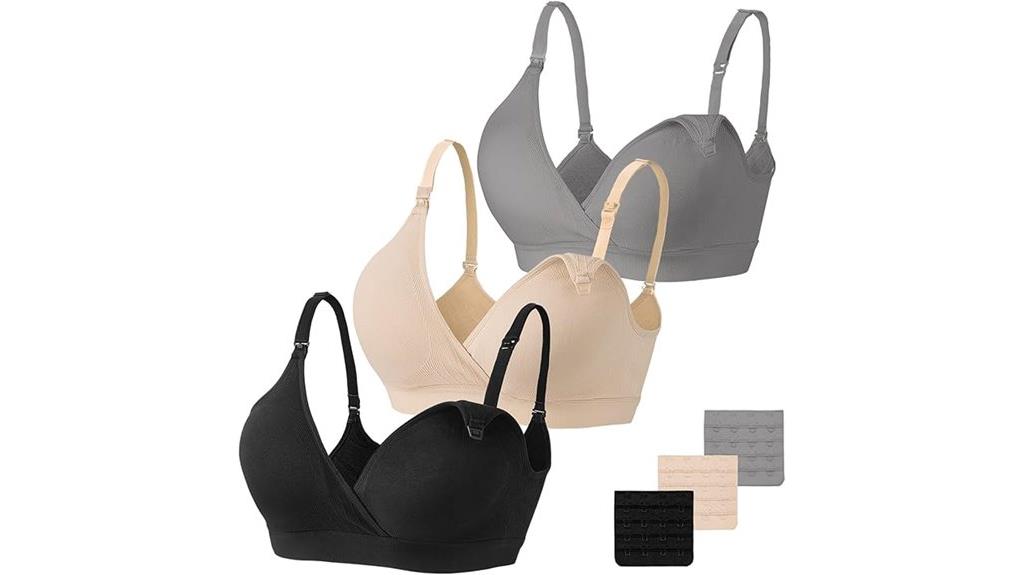 three pack nursing bras