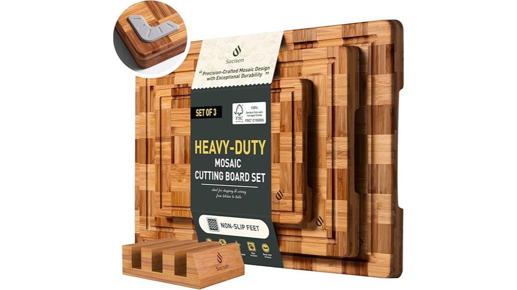 three piece bamboo cutting set