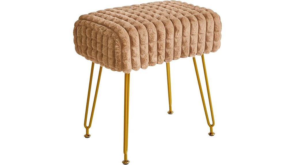 velvet ottoman with gold legs