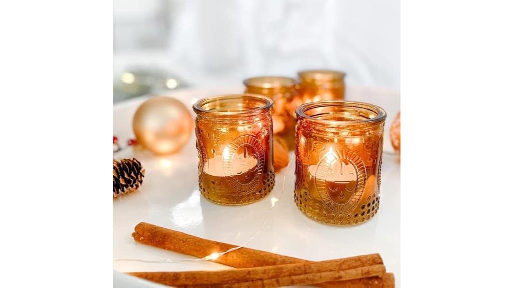 vintage amber glass holders