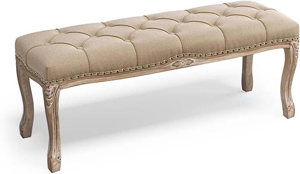 vintage tufted upholstered bench
