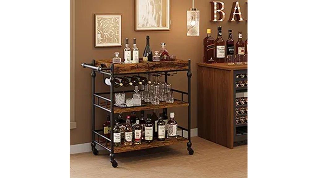 wheeled bar with wine rack