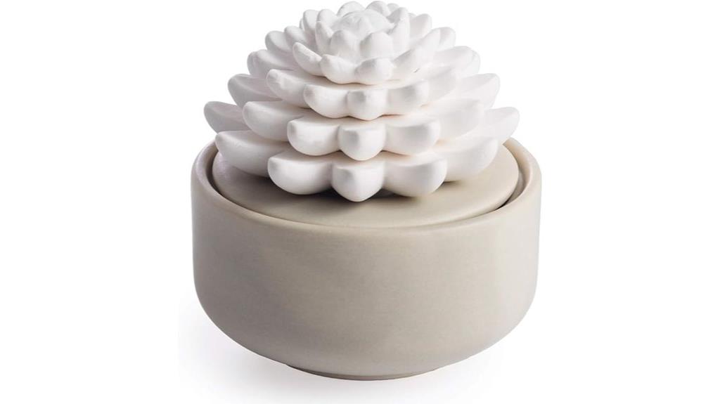 white succulent essential oil diffuser