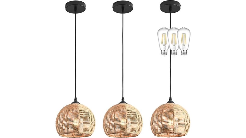 wicker boho pendant set