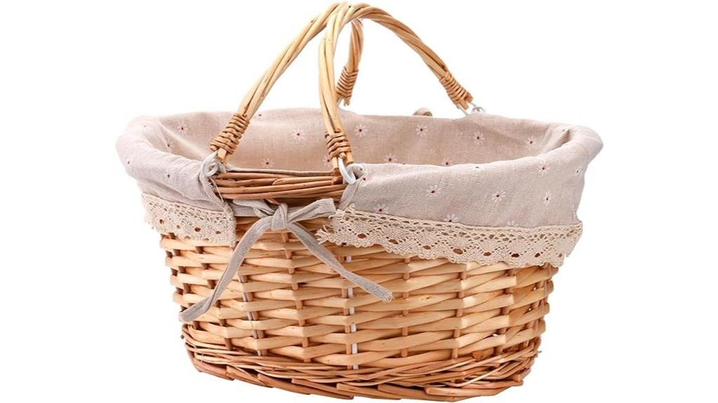wicker picnic basket handles