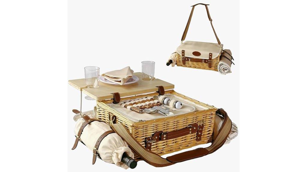 wicker picnic basket set