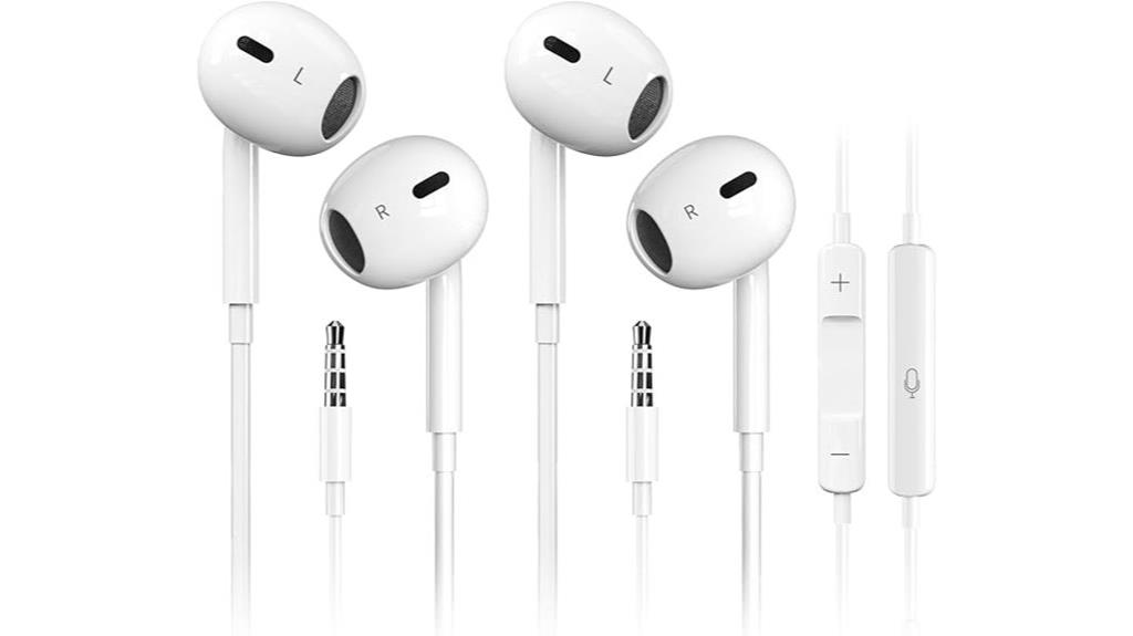 wired earbuds 2 pack