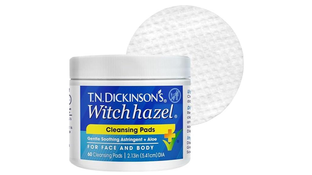 witch hazel cleansing pads