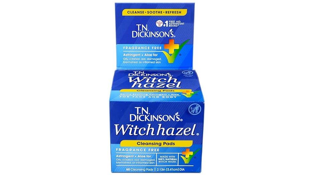 witch hazel cleansing pads