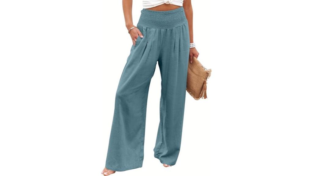 women linen wide leg pants