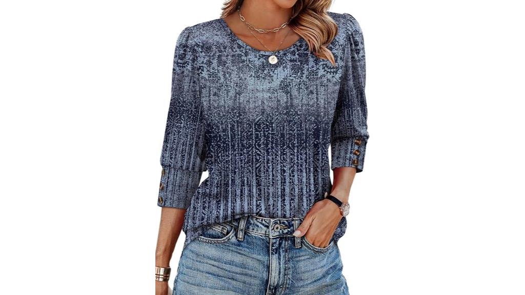 women s casual 3 4 sleeve blouses