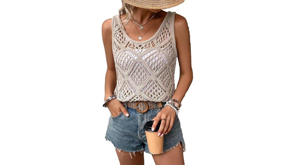 women s crochet knit tank