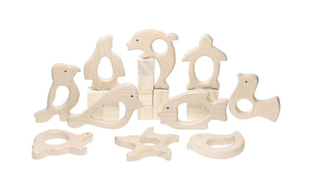 wooden teething rings set