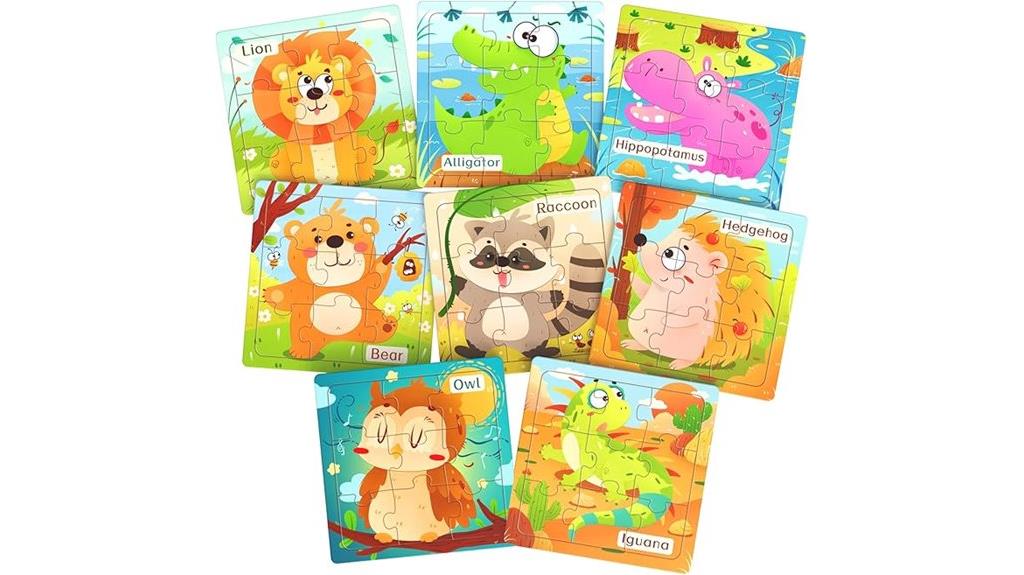 wooden toddler animal puzzle set