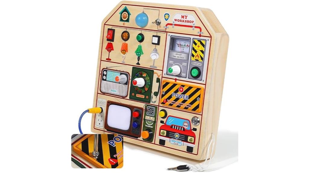 wooden toddler busy board