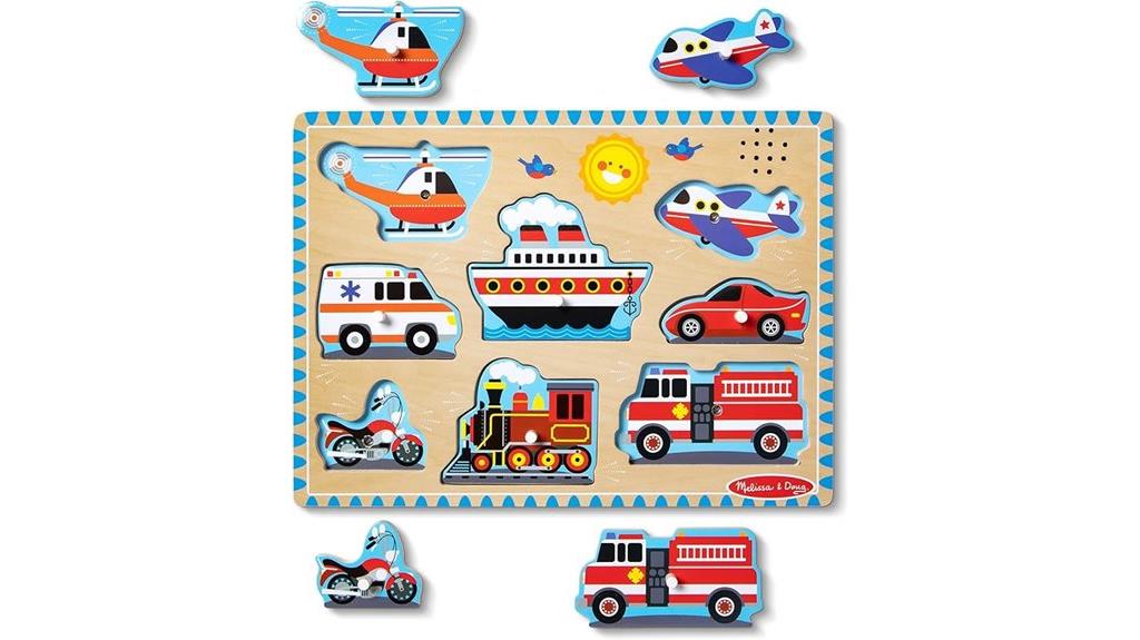 wooden vehicles sound puzzle