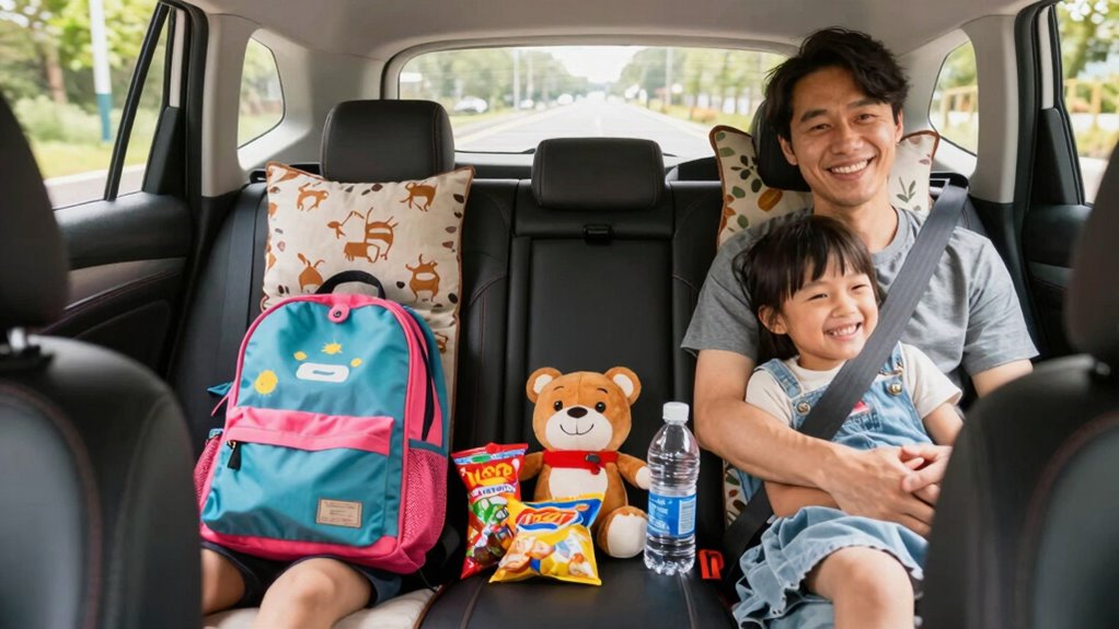 calm family travel setup